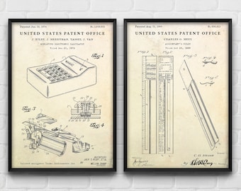 Accounting Wall Art: Calculator & Accountant's Ruler Patent Posters, Accountant Gift, Office Vintage Decor