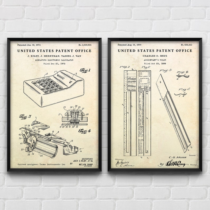 Accounting Wall Art: Calculator & Accountant's Ruler Patent Posters ...