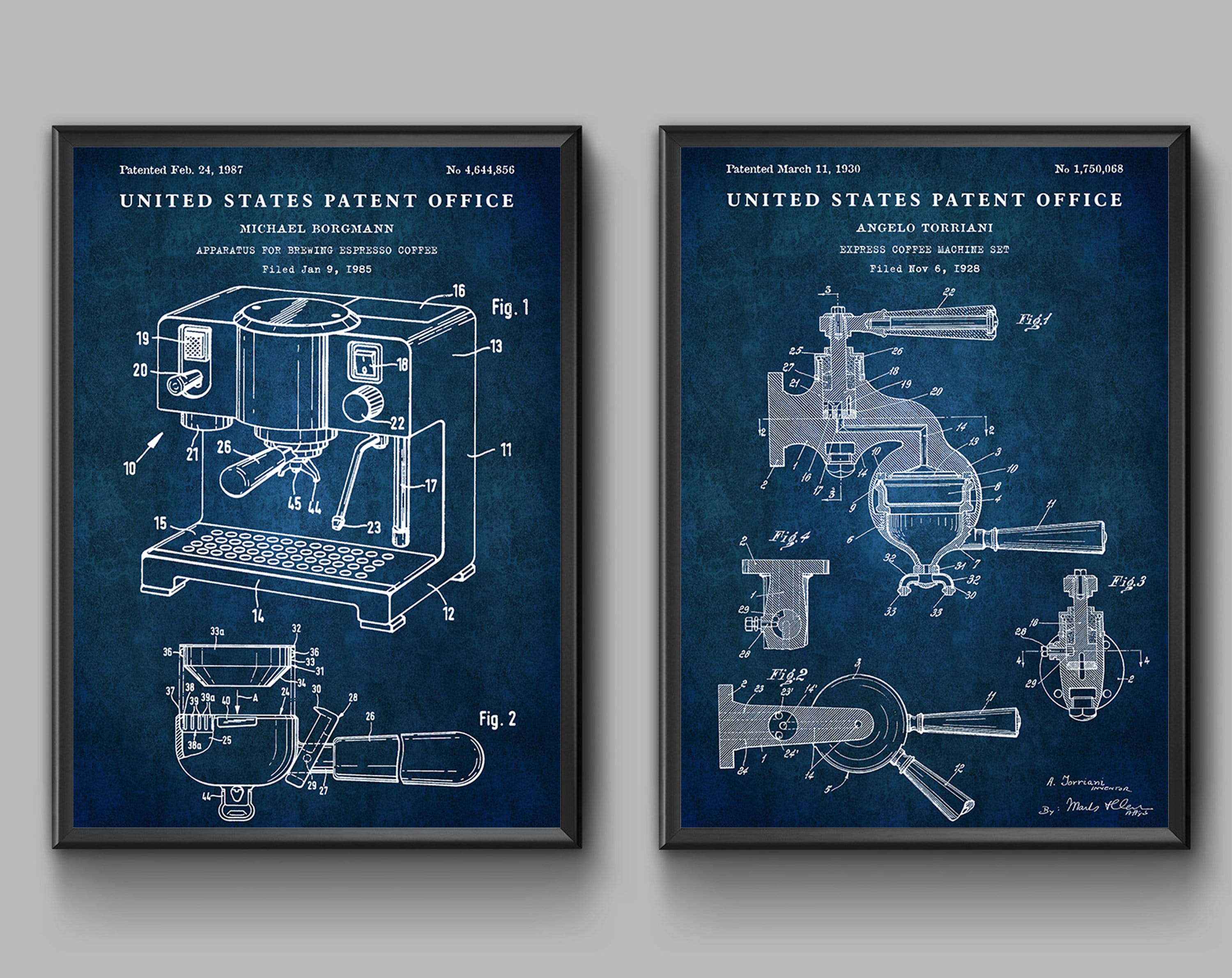Coffee Wall Art, Espresso Machine Blueprint, Vintage Patent Poster ...