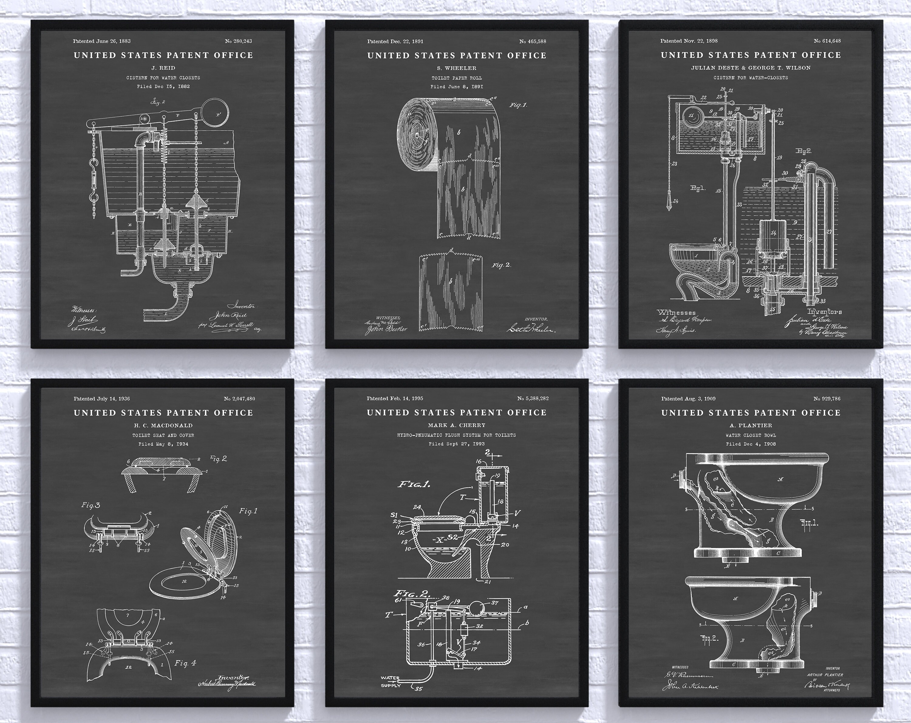 Toilet Wall Art, Bathroom Decor, Vintage Patent Posters, Lavatory WC ...