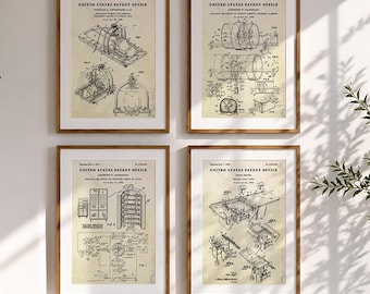 MRI Machine Patent Art Set, Magnetic Resonance Imaging Blueprint Poster