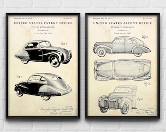自動車デザイン 1920 特許印刷。発明スポーツカー設計図ポスター