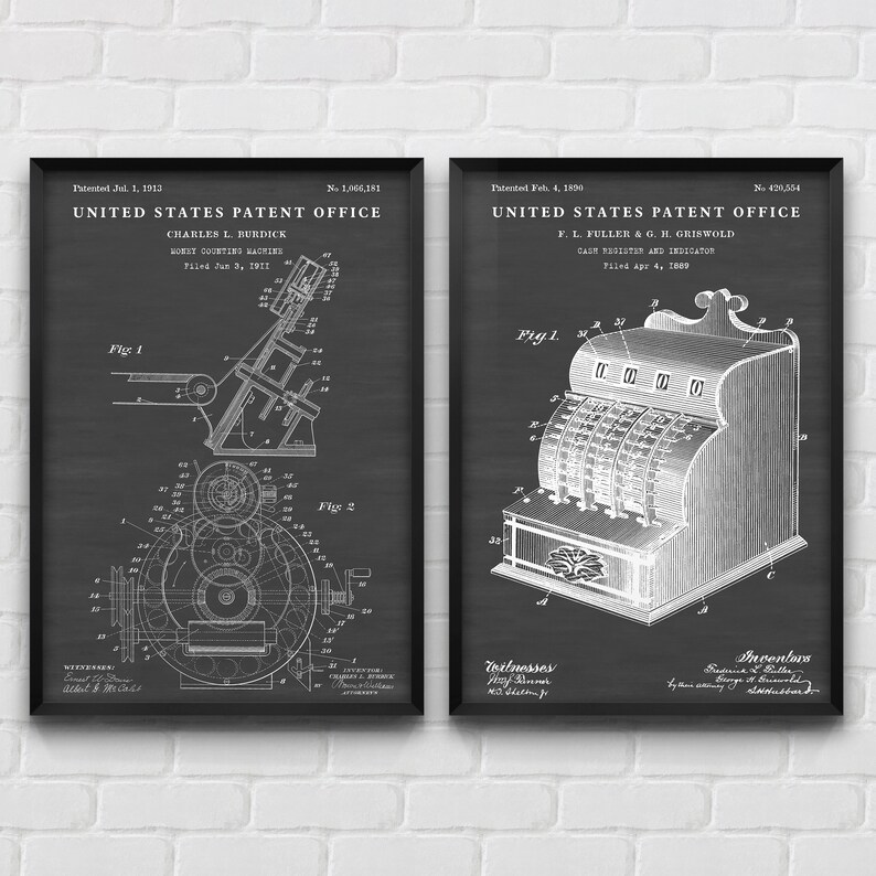 Cash Counting Machine & Cash Register Patent Posters, Retailer Gift ...