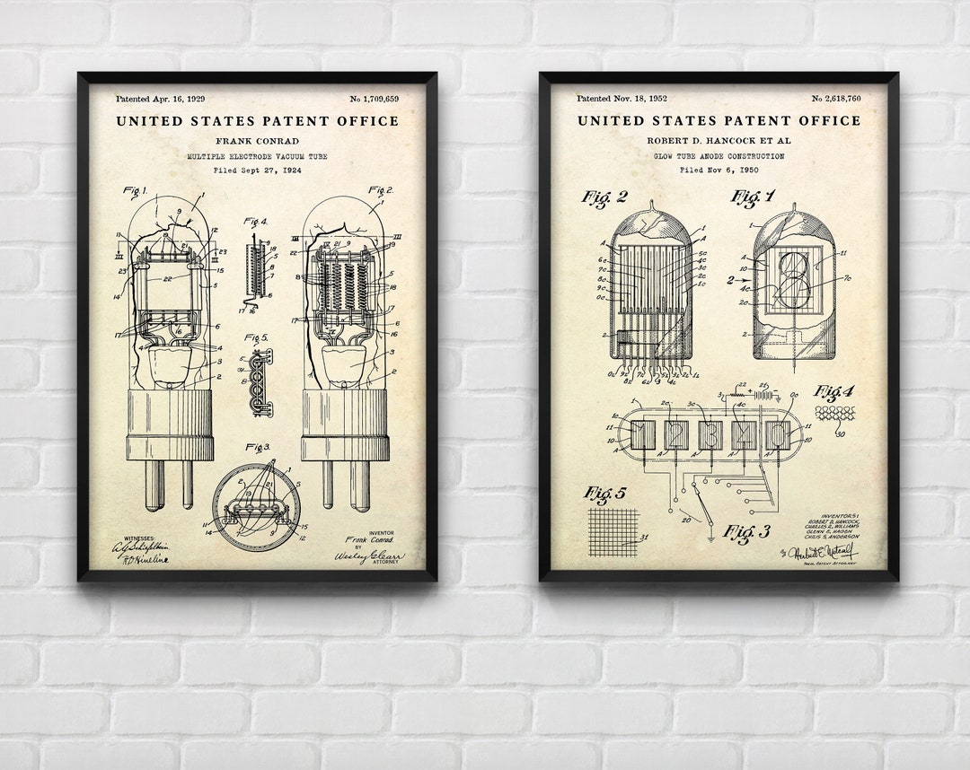Nixie Tube & Vacuum Tube Patent Posters Electronic Lamp Etsy
