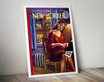 Woman Writer, Lady in Red, NY Magazine Cover Print, Vintage Wall Art, Poster for Gift