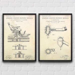 Dentist Wall Art, Dental Equipment Patent Posters, Dentistry Inventions, Stomatology Decor, Set Of 2 Prints