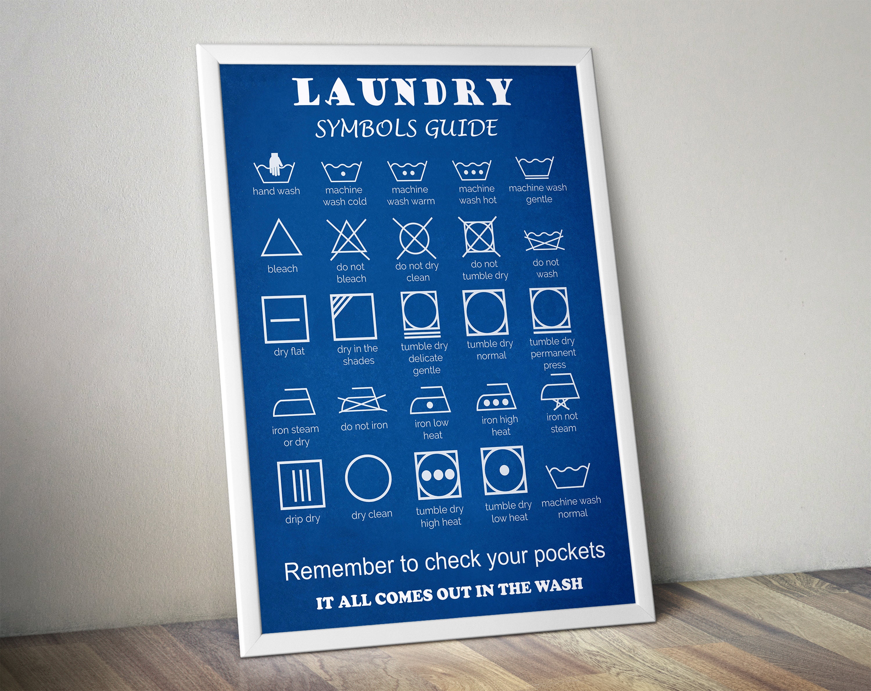 Laundry Room Wall Decor: Laundry Symbols Chart Art Print - Etsy