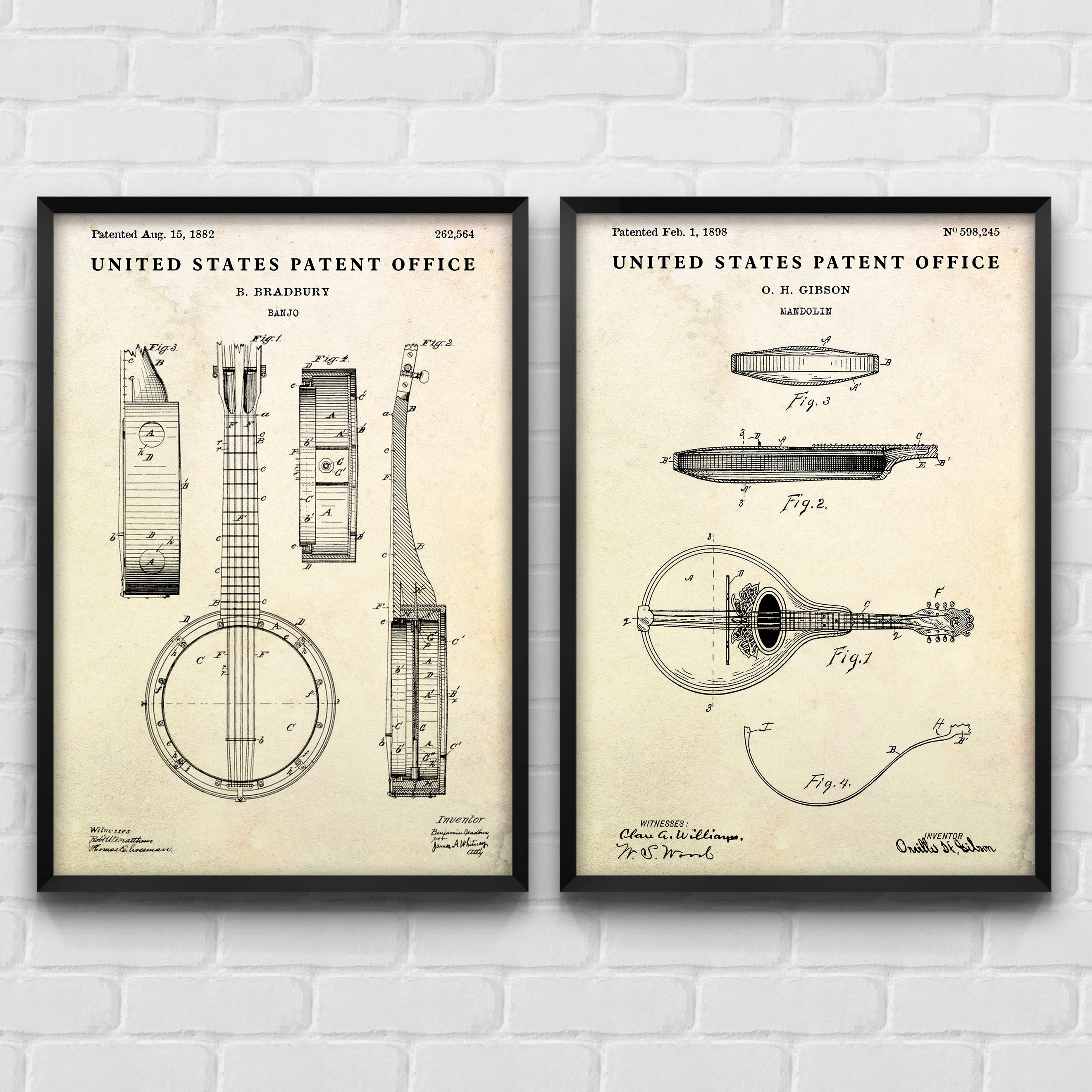Banjo \u0026 Mandolin Patent Wall Art, String Musical Instruments Blueprint  Poster, Bluegrass, Country Music Vintage Decor, Set of 2 Prints - Etsy, image size:2642x2642