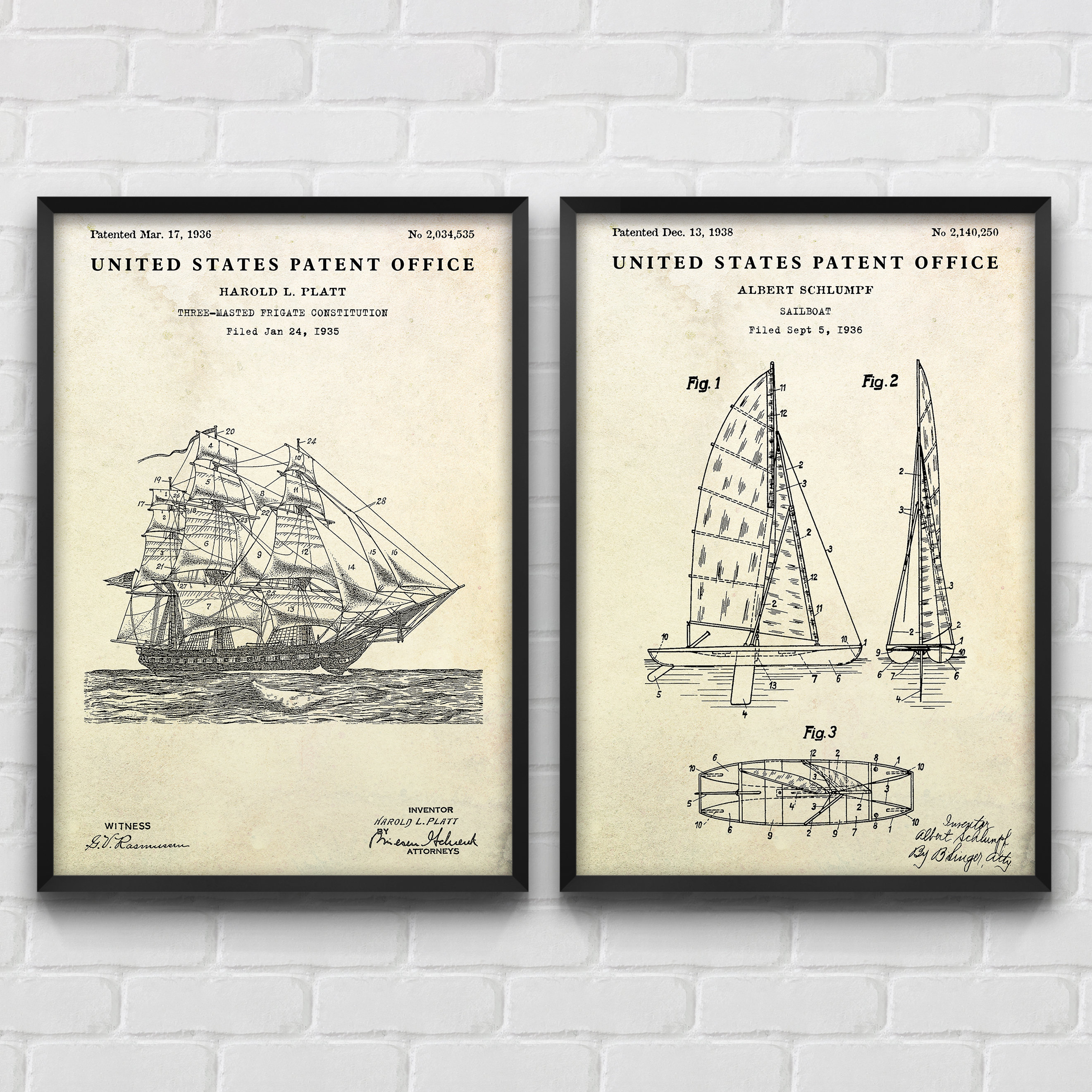 Sailboat Patent Wall Art, Sailing Ship Inventions, Blueprint Poster ...