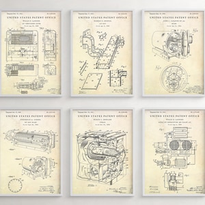 Air Conditioning, Boiler, HVAC Patent Wall Art, Heating and Cooling Inventions, Blueprint Poster, Home & Office Decor, Set Of 6 Prints