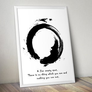 O Zen Empty Spot, Enso Circle Poster, Spiritual Wall Art, Buddhist Gift, Buddhism Decor, Buddha Quote Print