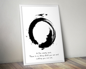 Póster "Oh, espacio vacío zen", círculo Enso, arte mural espiritual, regalo budista, decoración budista, impresión con cita de Buda