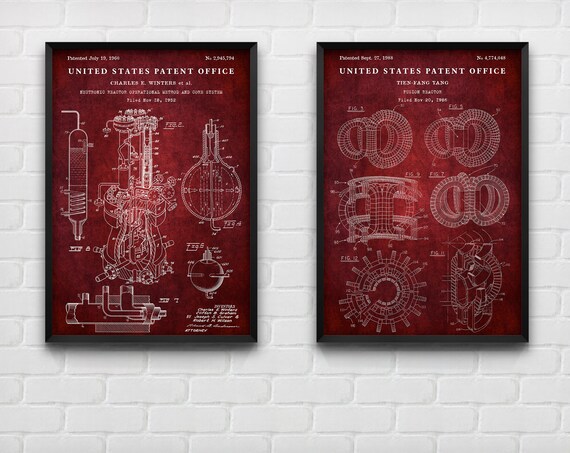 Nuclear Reactor & Thermonuclear Fusion Patent Wall Art, Nuclear