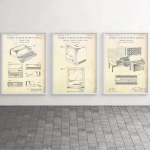 PC Computer Evolution Patent Wall Art, Office Vintage Decor, Inventions Blueprint Poster, Nerd Coder Programmer Geek Gift, Set Of 3 Prints