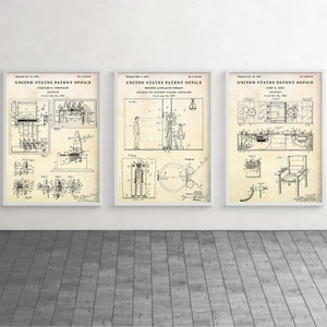 Arte de pared con patente de evolución del polígrafo, regalo de criminólogo, decoración de ciencia forense, planos de inventos, póster de detector de mentiras, juego de 3 impresiones