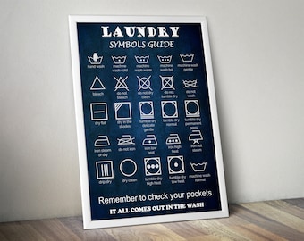 Laundry Room Wall Decor: Laundry Symbols Chart Art Print