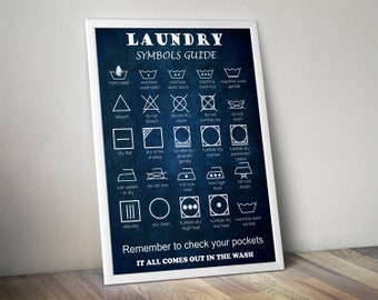 Laundry Room Wall Decor: Laundry Symbols Chart Art Print