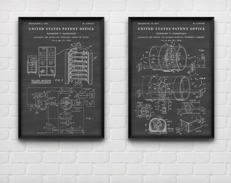 Mri Machine Posters Medical Wall Art: MRI Machine Patent Posters, Radiology Inventions, X ...