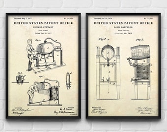 Beer Making Patent Wall Art, Blueprint Poster, Brewer Gift, Bar, Pub Brewing Vintage Decor, Set Of 2 Brewery Prints