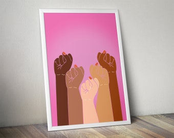 Feminist Poster, Feminism Wall Art, Strong Empowered Woman, Gift for Female, Girl Power Print