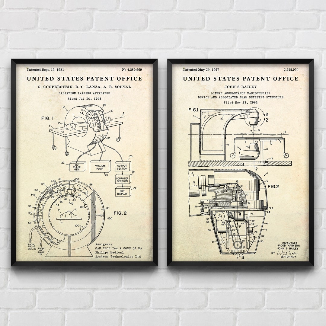 Hospital Inventions Cancer Detection & Therapy: CT Scanner and LINAC Patent Posters ...