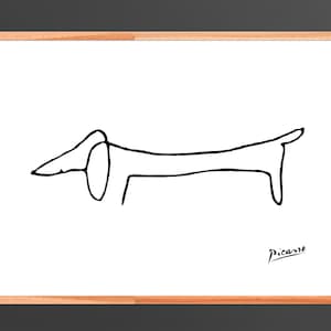 Picasso Lump Print, Dachshund Wall Art, Sausage Dog Line Art Drawing Poster
