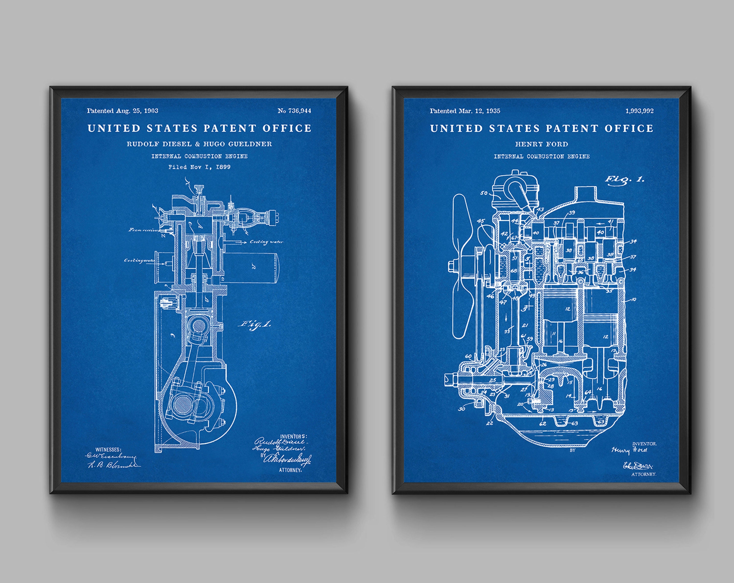 Engineering Wall Art, Internal Combustion Engine Patent Art Print ...
