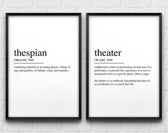 Theater Definition Art Prints, Modern Minimalist Decor, Set of 2
