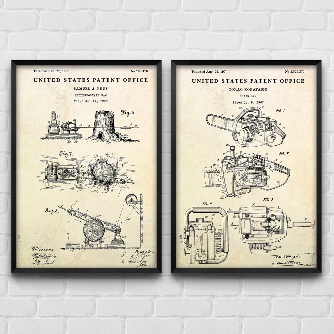 Woodworking Wall Art: Chainsaw Patent Print, Gift for