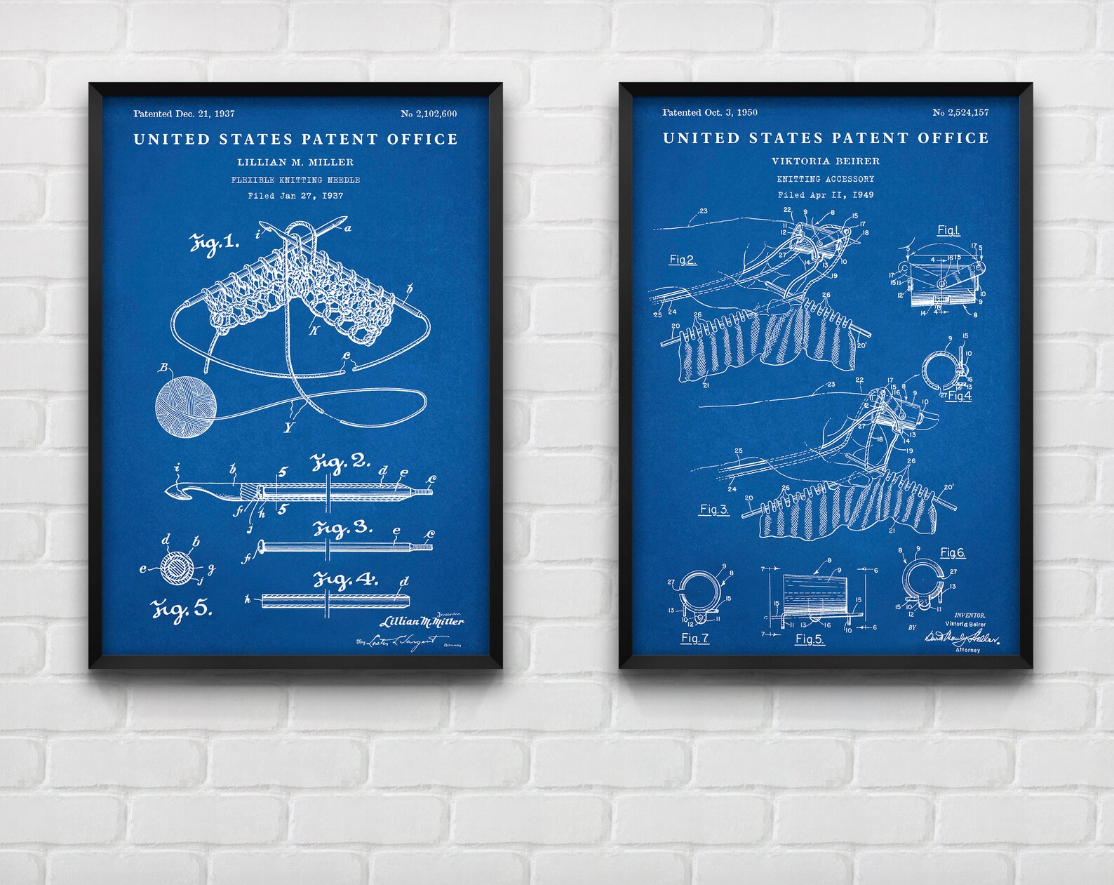 Knitting Patent Wall Art, Needlework Inventions, Knit Blueprint Poster ...