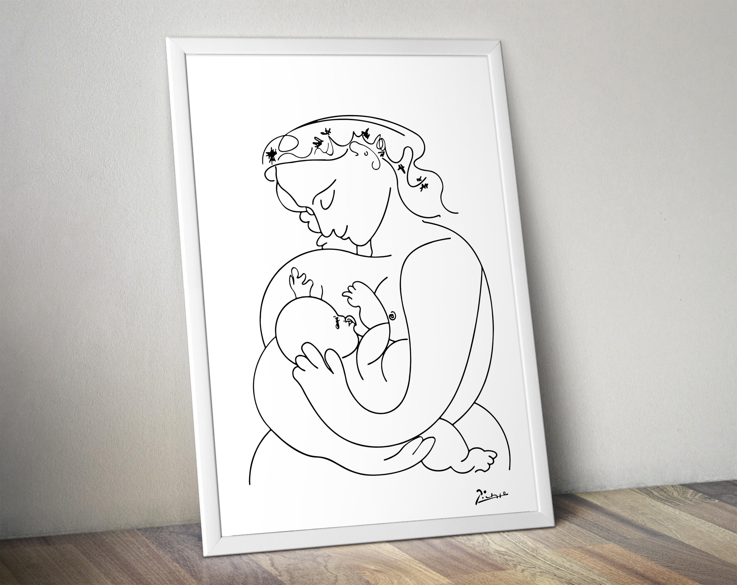 Pablo Picasso Line Art Sketches, Modern Wall Decor, Minimalist