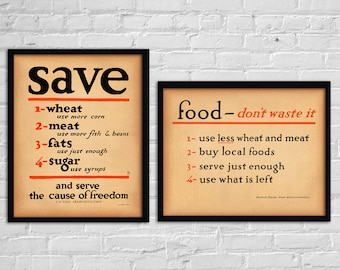 WWI Food Don't Waste It Poster: US Vintage Wall Decor, Nutritionist Gift