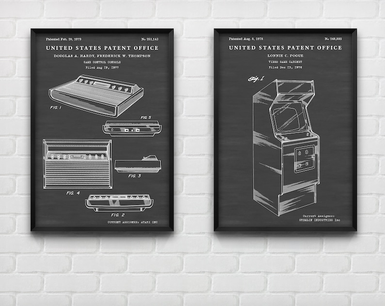 Arcade Inventors 2600 Video Game Console, Arcade Machine Vintage Patent Wall Art. Coin ...