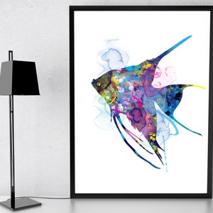 Kaiserfisch Aquarell Druck, Maritime Wandkunst, Maritimes Poster