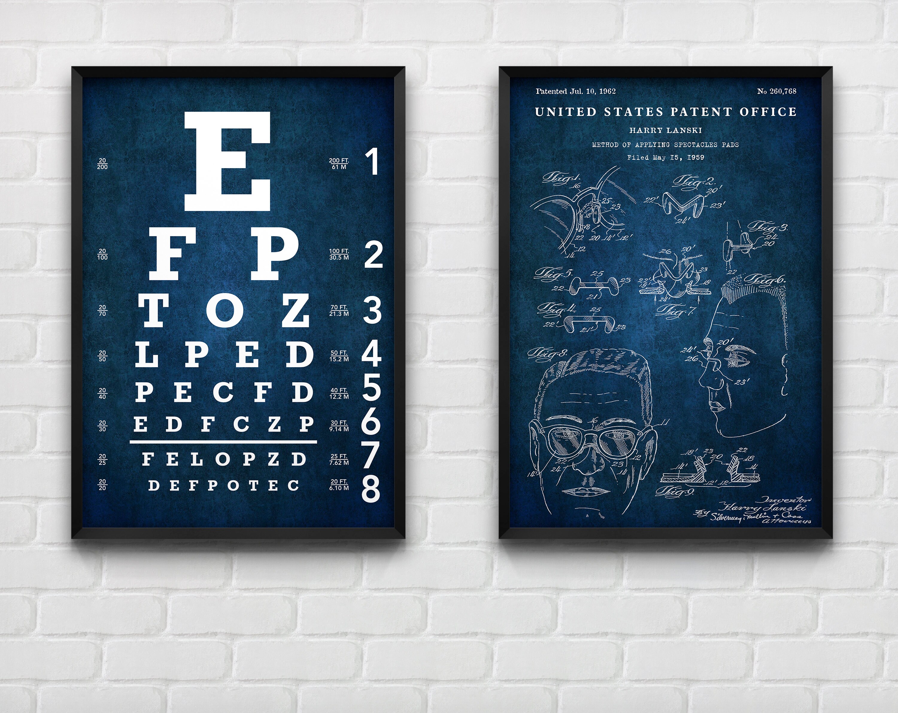 Eye Chart Poster & Optometry Patent Poster, Optician Wall Art ...