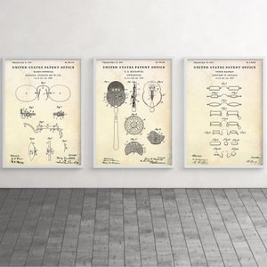 Oogheelkunde patent kunst aan de muur, blauwdruk poster, optometrie, oogarts, oogarts, optometrist, opticien cadeau, set van 3 prints