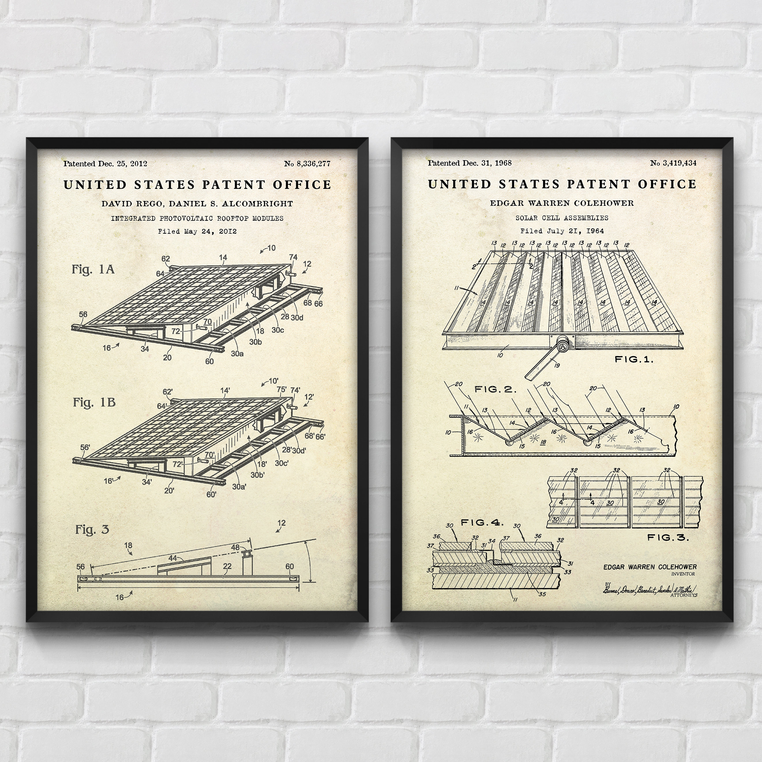 Solar Panel Patent Prints, Renewable Energy Blueprint Wall Art