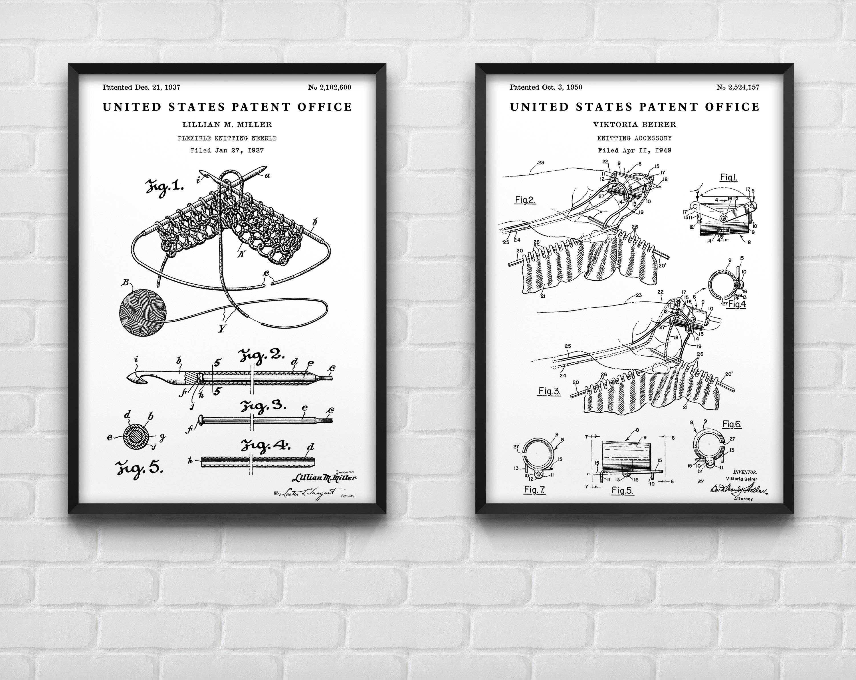 Knitting Patent Wall Art, Needlework Inventions, Knit Blueprint Poster ...