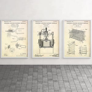 Winemaking Patent Posters, Wine Lover Gift, Wine Cellar Blueprint Wall Art, Wine Rack Vintage Decor, Set Of 3 Prints