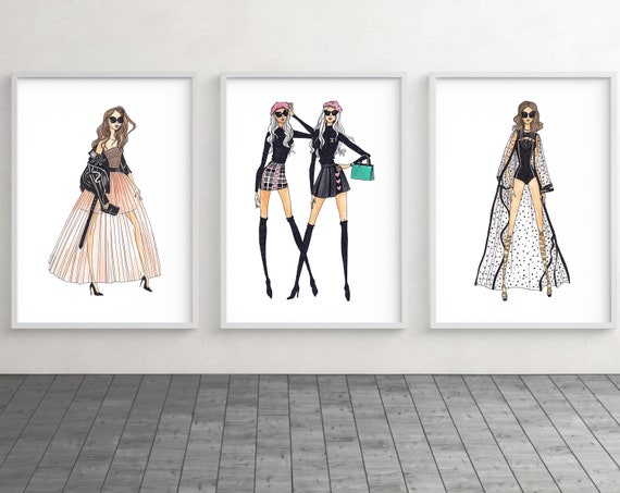 Fashion wall art, Fashion 3 set print, Fashion canvas, Fashion