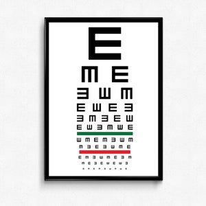 Oog grafiek kunst aan de muur, oogarts poster, opticien, oogarts, optometrist cadeau, optometrie decor, visietest eyechart print