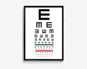 Oog grafiek kunst aan de muur, oogarts poster, opticien, oogarts, optometrist cadeau, optometrie decor, visietest eyechart print