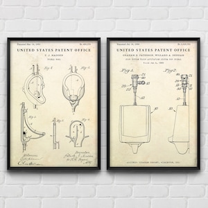 Mens Bathroom Decor: Urinal Evolution Patent Wall Art, Plumbing ...