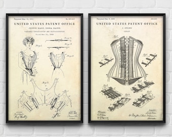 Corset Patent Posters, Lingerie Fashion Wall Art, Gift for Her, Sewing Room Vintage Decor