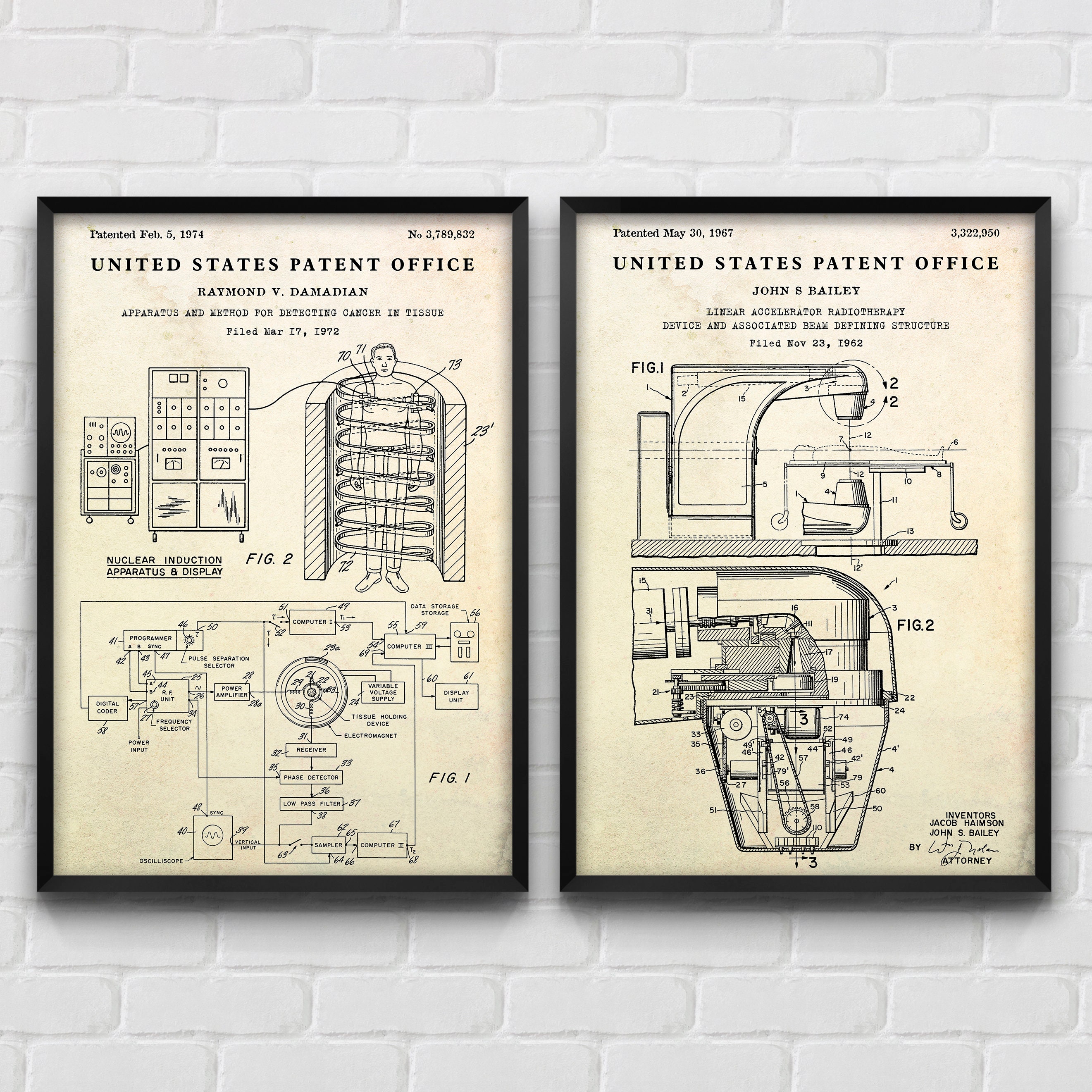 Cancer Detection & Therapy: MRI Machine, LINAC Patent Posters ...