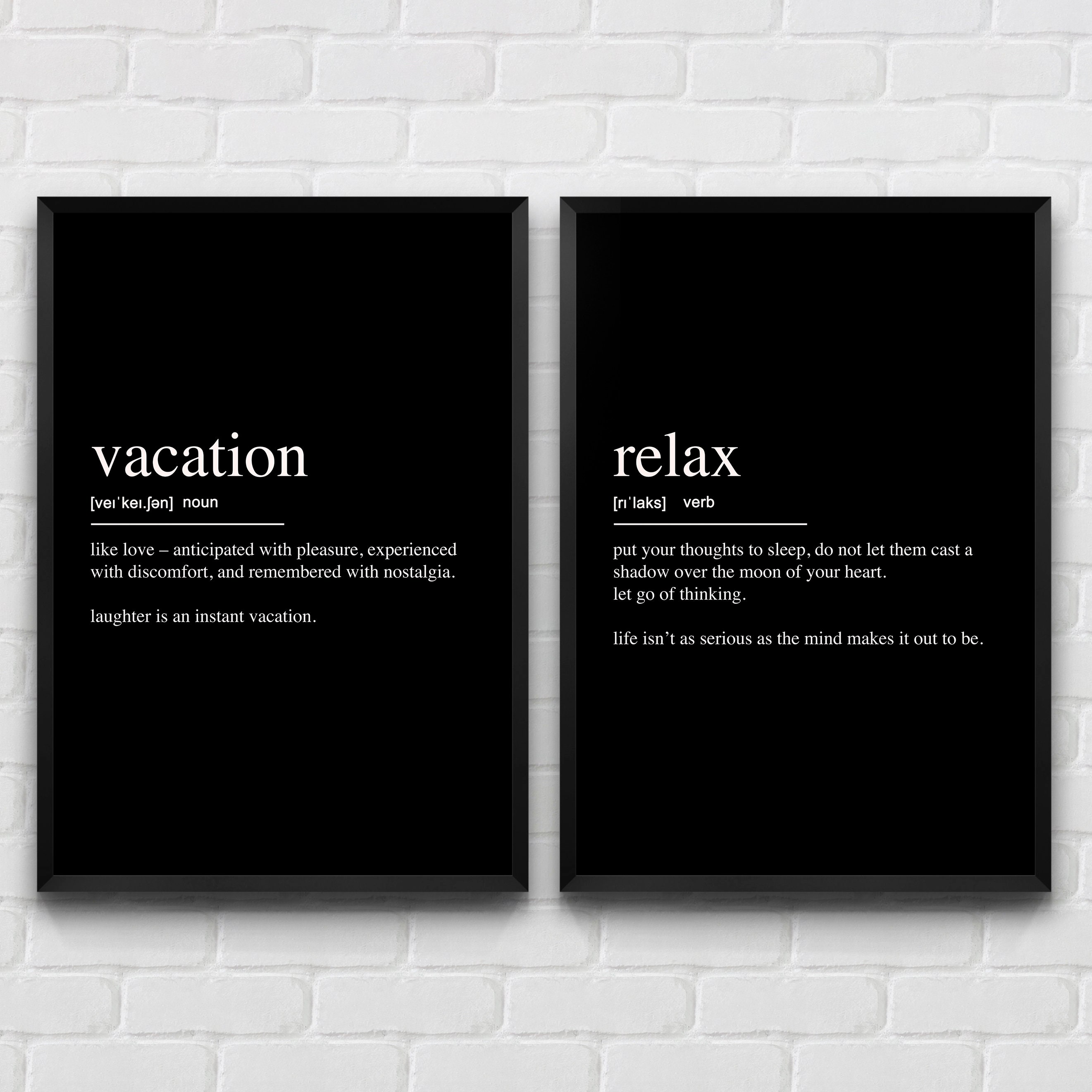 Vacation & Relax Definition Wall Art, Quotes Poster, Modern Minimalist ...