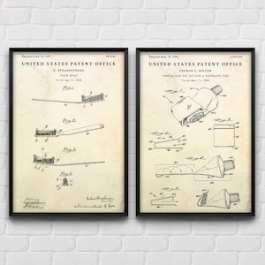 Badezimmer Vintage Dekor: Zahnbürste & Zahnpasta Patent Poster, Geschenk für Zahnärzte, Blueprint Wandkunst, 2er-Set Drucke