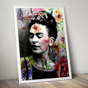 Frida Print, Mexican Artist Painting Vintage Wall Art Poster, Wrapped Canvas Ready to Hang