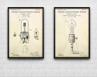 Light Bulb Patent Wall Art - Etsy