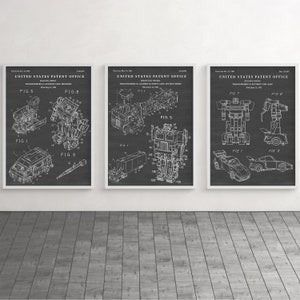 Autobots Patent Wall Art, Boys Room Decor, Sci-Fi Inventions Blueprint Poster, Set Of 3 Prints
